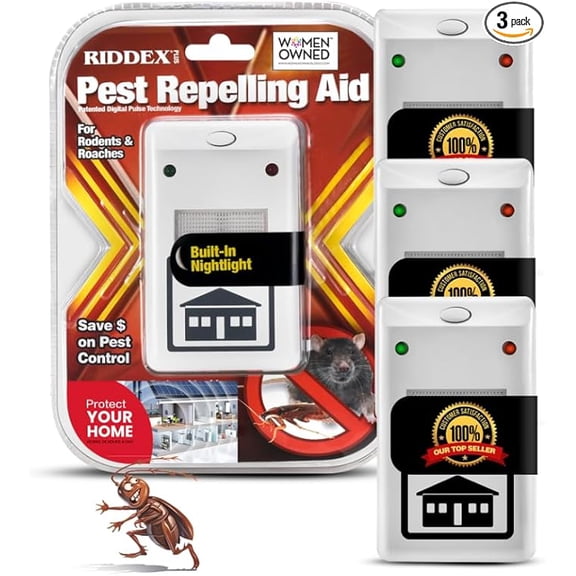 RIDDEX Plus Insect Repellent - Plug in, Mouse Deterrent - Pest Control for Defense Against Rats, Mice, Roaches, Bugs and Insects, (3 PACK WHITE)