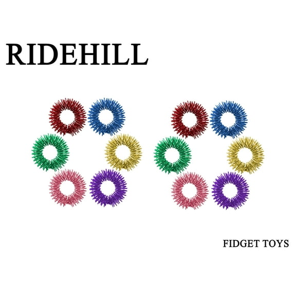 RIDEHILL 12PCS Fidget Toys Acupressure Rings, 6 Colors Fidget Rings for Anxiety Relief, Silent Spiky Sensory Fidget Toys for Classroom Home Office Stress Reducer and Finger Massager
