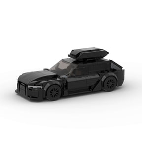 RIDEHILL Custom MOC-Compatible Sports Car Building Set, Black Sedan Model with Roof Rack, DIY Construction Toy(358PCS))