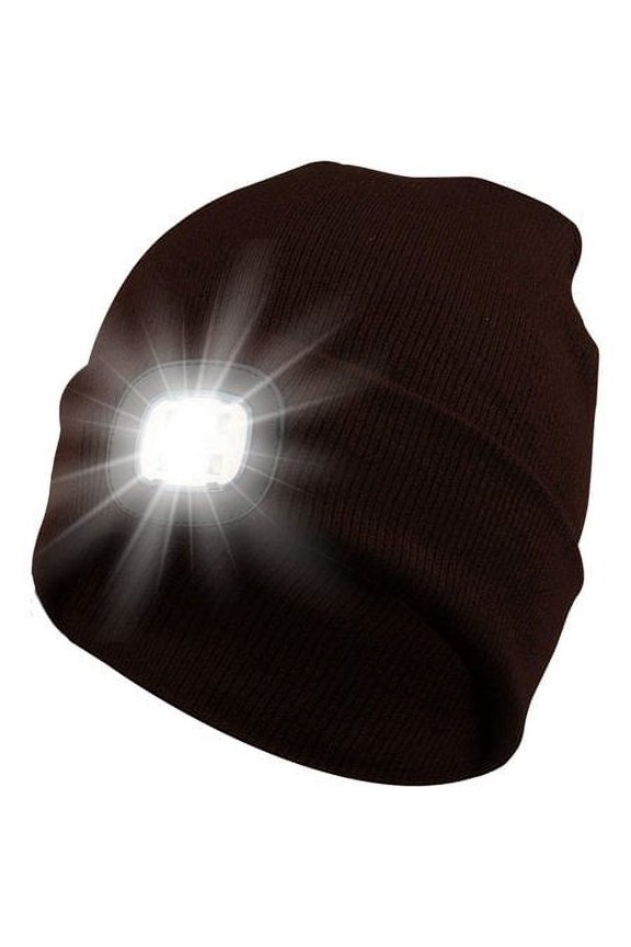 RIDEIWAKE LED Beanie Hat with Light Headlamp Babibeauty Flashlight Running Hat Men Cap Light Winter Hats for Men Christmas Gifts Camping Gifts for Him Husband Dad Gifts from Daughter(Brown)
