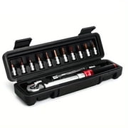 RIDERACE Mountain Bicycle Torque Wrench Set 15Pcs 1/4" 2-24Nm Dual Direction Bike Allen Key Tool Socket Spanner Pro Repair Kit  for Motorcycle Road Bike BMX