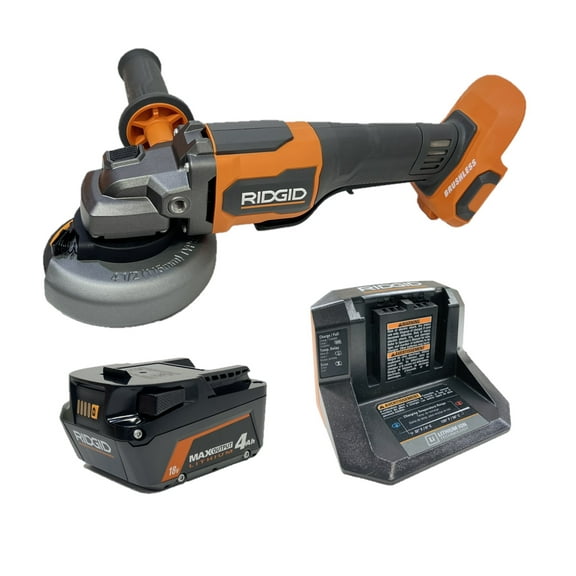 RIDGID 18V Brushless Cordless 4-1/2 in. Angle Grinder Kit with 4.0 Ah Battery and Charger (Bulk Packaged)