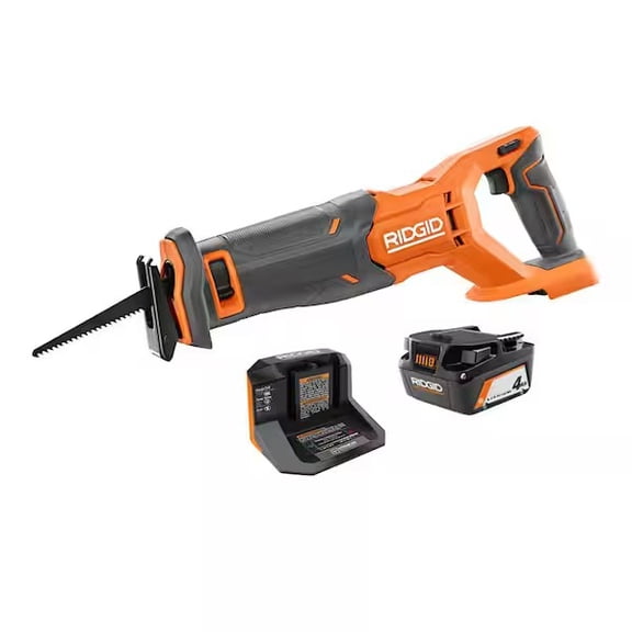RIDGID 18V Cordless Reciprocating Saw Kit with 4.0 Ah Battery and Charger