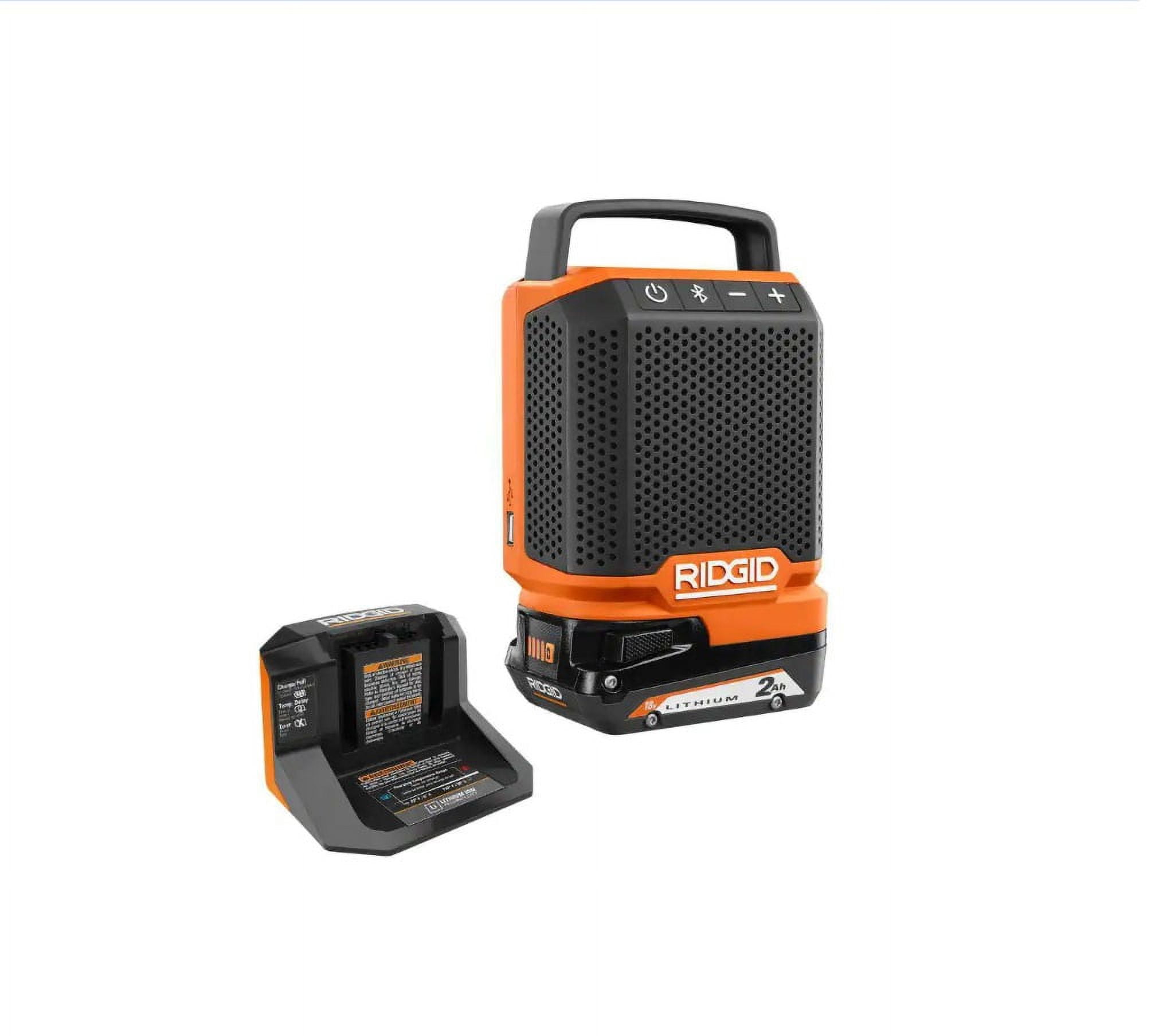 RIDGID 18V Cordless Speaker Kit with Bluetooth Technology Battery and