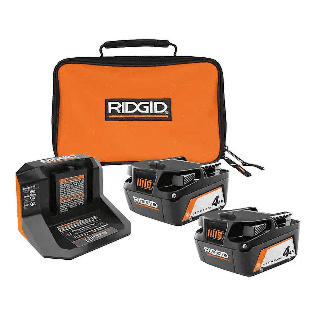 RIDGID 18V Power Tool Battery Starter Kit with 2 4.0 Ah Lithium Ion Batteries Charger and Bag Walmart