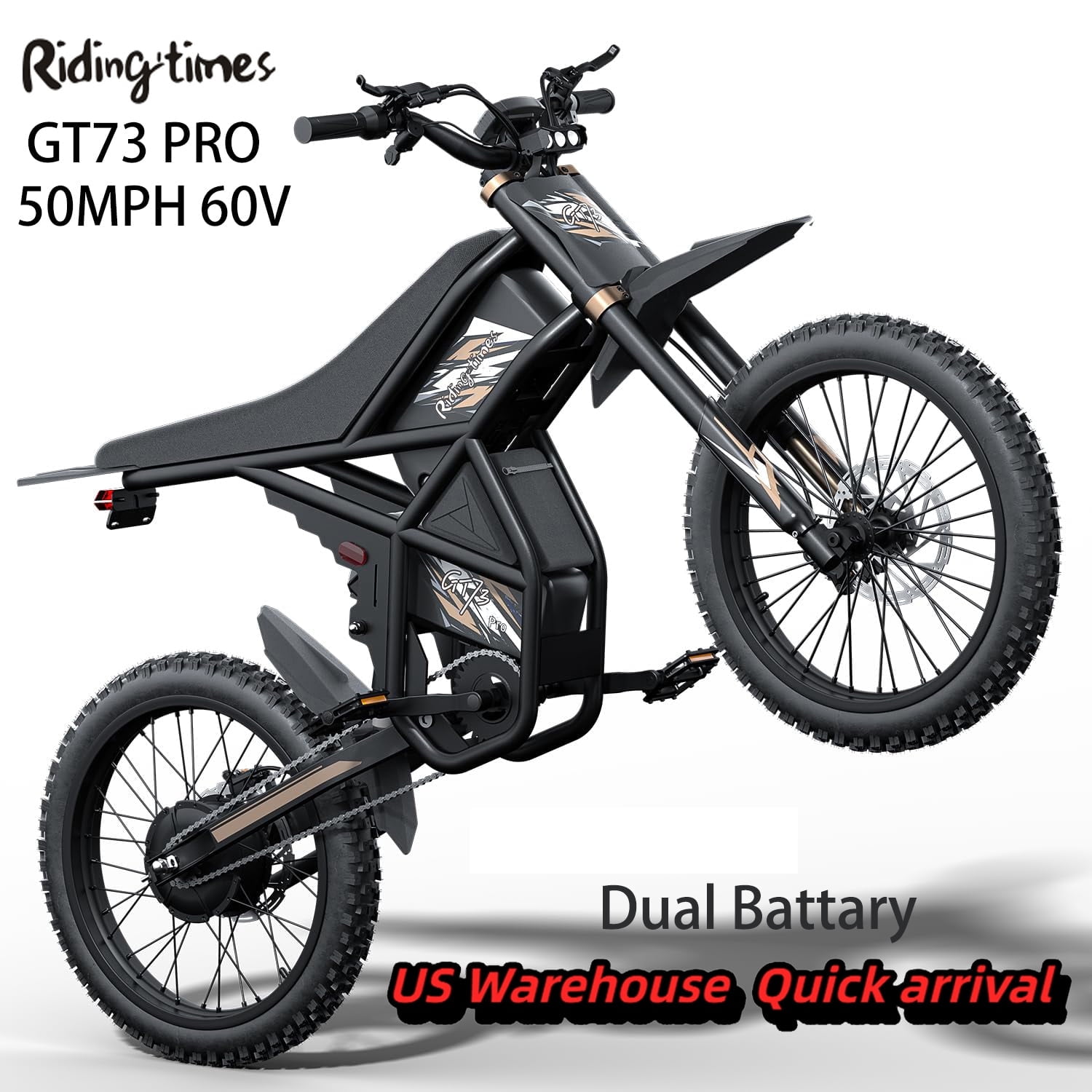 Pro Riding Bike Riding'times GT73 PRO 3000W Motor Electric Bike,60V36.4Ah Dual Battery ...