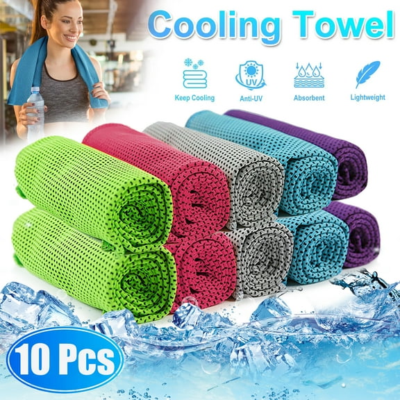 RIDWIND 10Pc Cooling Tower Quick Dry for Neck and Face Microfiber Ice Towel Cool Towel for Yoga, Golf, Sports, Gym, Workout, Camping, Fitness, Outdoor & More Activities Mixed Color