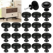 RIDWIND 20 Pcs 1.1 inch Matte Black Kitchen Cabinet Knobs Round Drawer Pulls Door Handles Dresser Knobs with Screws Matte Black