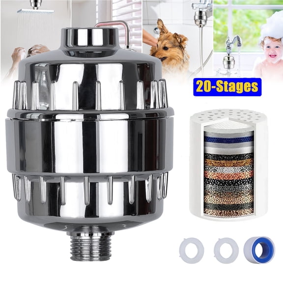 RIDWIND 20 Stage Shower Head Filter with Cartridges – Reduces Dry Skin, Dandruff, Eczema & Hair Loss | High Output Hard Water Softener to Remove Chlorine, Fluoride & Heavy Metals
