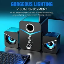 RIDWIND 3 In 1 Stereo Surround Sound ,Subwoofer PC Speakers with light Stereo Desktop Speaker ,USB Powered Multimedia Speaker System with 3.5mm AUX-in for Laptop, Tablet, Monitor, PC, Computer
