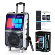 RIDWIND 8" Subwoofer Karaoke System with Lyrics Display, Built-in Tablet, Rechargeable Wireless Speaker with One Mics & DJ Lights, All-in-One Entertainment for Adults, Home & Party Use