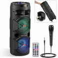thumbnail image 1 of RIDWIND Portable Bluetooth Party Speaker with Dual 6.5" Subwoofers, 4000W,TWS Stereo, Deep Bass, Rechargeable Battery, AUX/FM, LED Lights, Remote & Mic for Indoor/Outdoor Events, 1 of 10