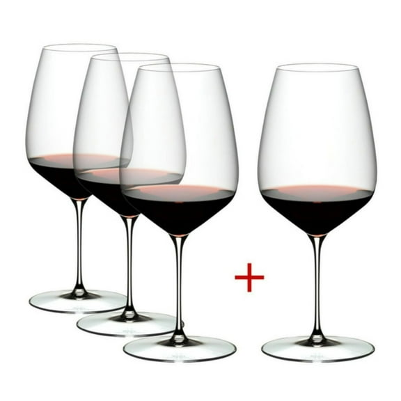 RIEDEL Veloce Cabernet and Merlot Machine-Made Dishwasher-Safe Diamond-Shaped Crystal Glass (4-Pack, Clear)