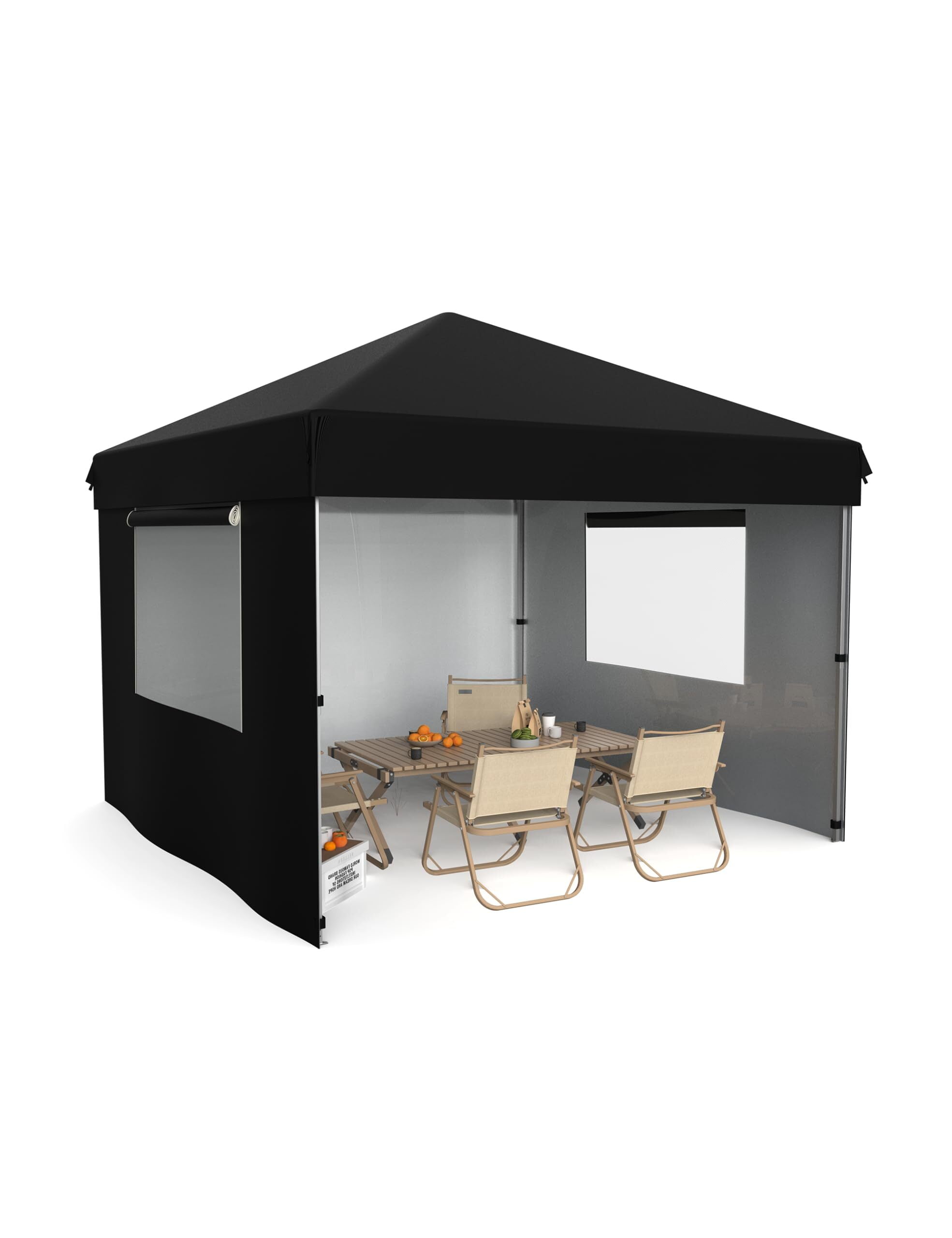 Black 10x10 Waterproof Iron Frame Pop-Up Canopy Tent with Sidewalls
