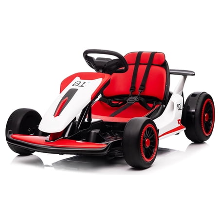 Goldensoil 24V Battery-Powered Go-Kart for 6-12 Year Olds, Electric Drift Go-Kart, Red