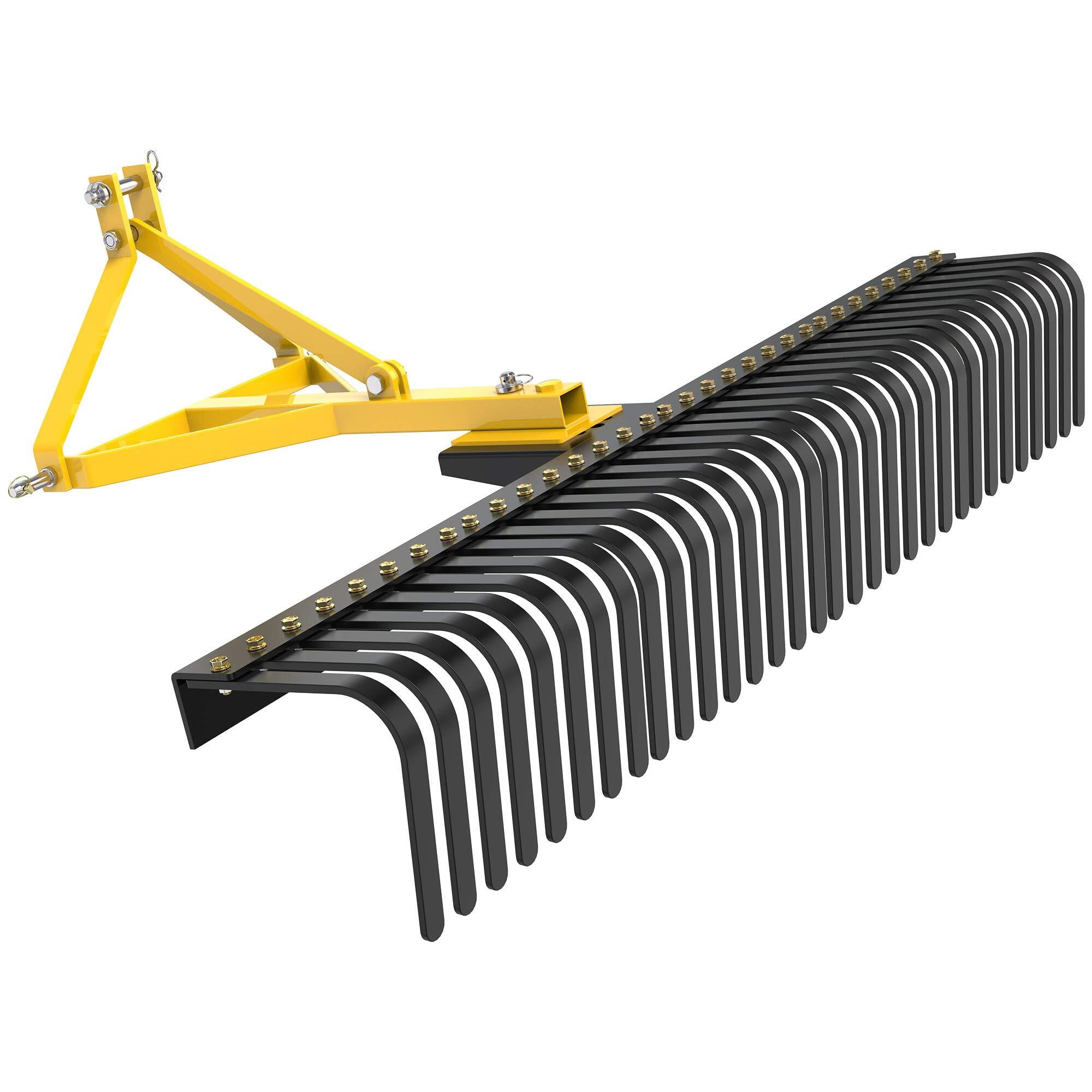 RIEDHOFF 3 Point Rock Rake, Landscape 3 Point Rake for Tractor, 60", Black & Yellow