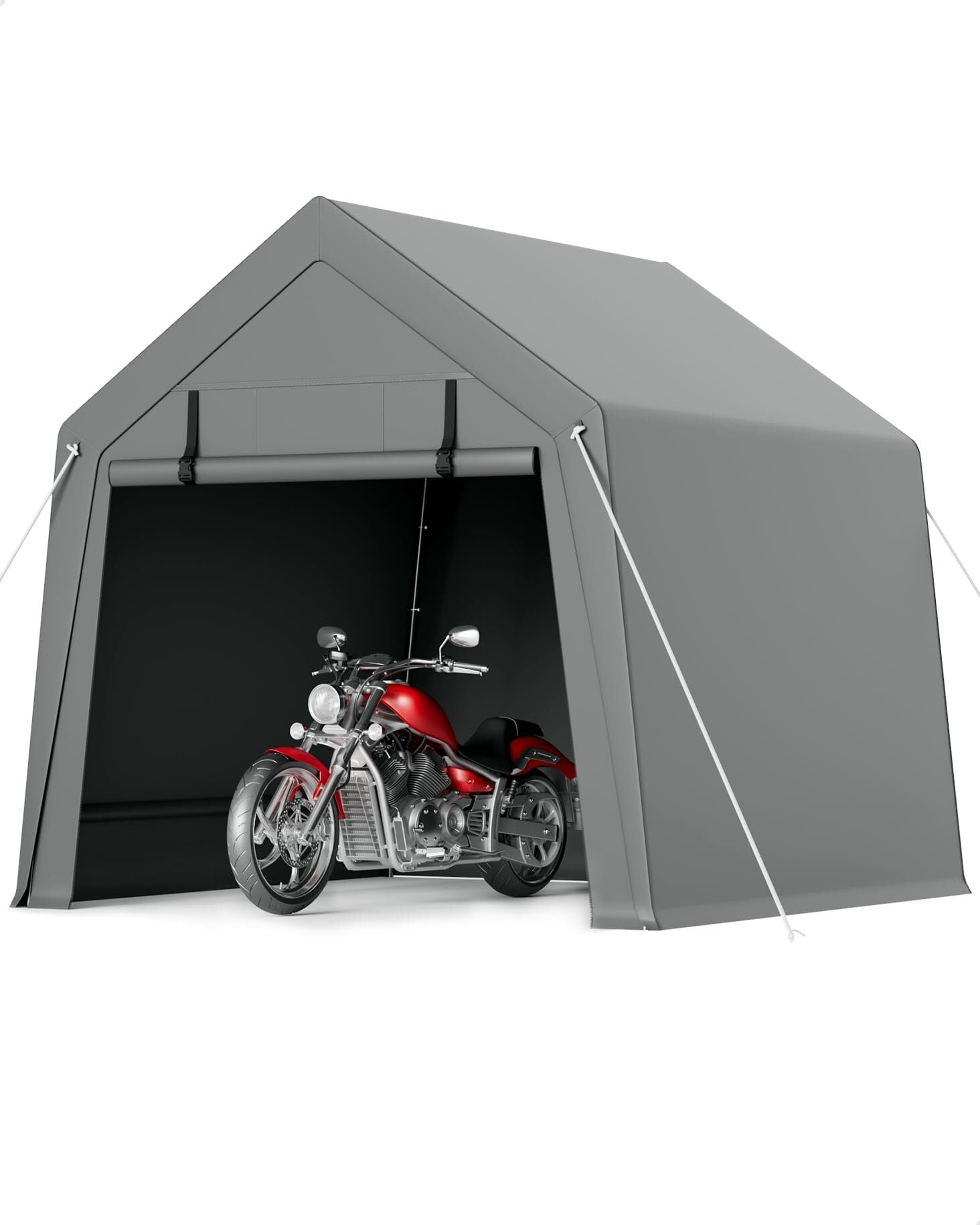 Gray 6' x 6' Portable Motorcycle Storage Shed with Windows