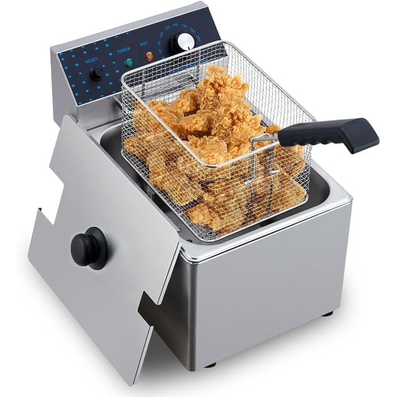 Goldensoil  8L/8.45QT 1600W Electric Deep Fryers, Stainless Steel, Silver