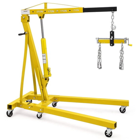 RIEDHOFF Heavy-duty Engine Hoist, Folding Cherry Picker Engine Lift, 4000 Lbs Max, Yellow