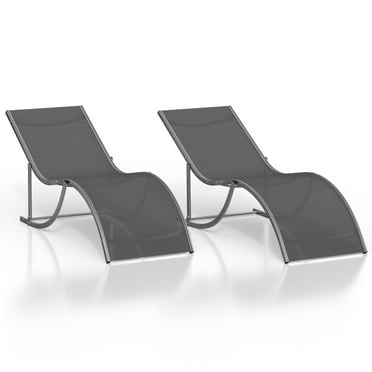 RIEDHOFF Outdoor Chaise Lounge Chairs Set of 2, Aluminum Patio Chaise Lounge for Outside,S-Shaped Patio Chairs for Pool, Garden, Beach, Backyard (Dark Gray)