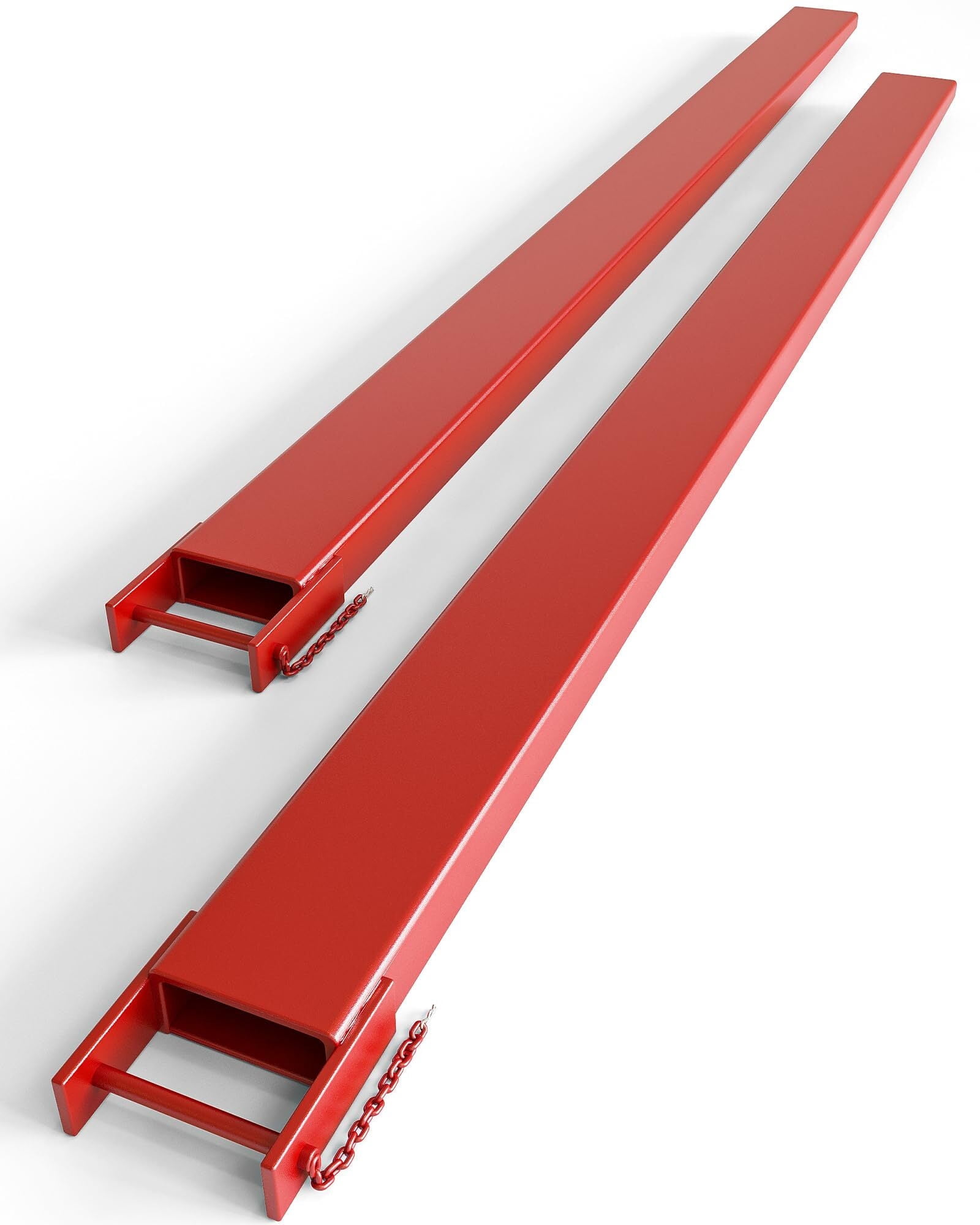 72" Pallet Fork Extensions With Tire Chain - 4.5" Width, 5500 Lb Capacity, Heavy Duty Steel For Forklift