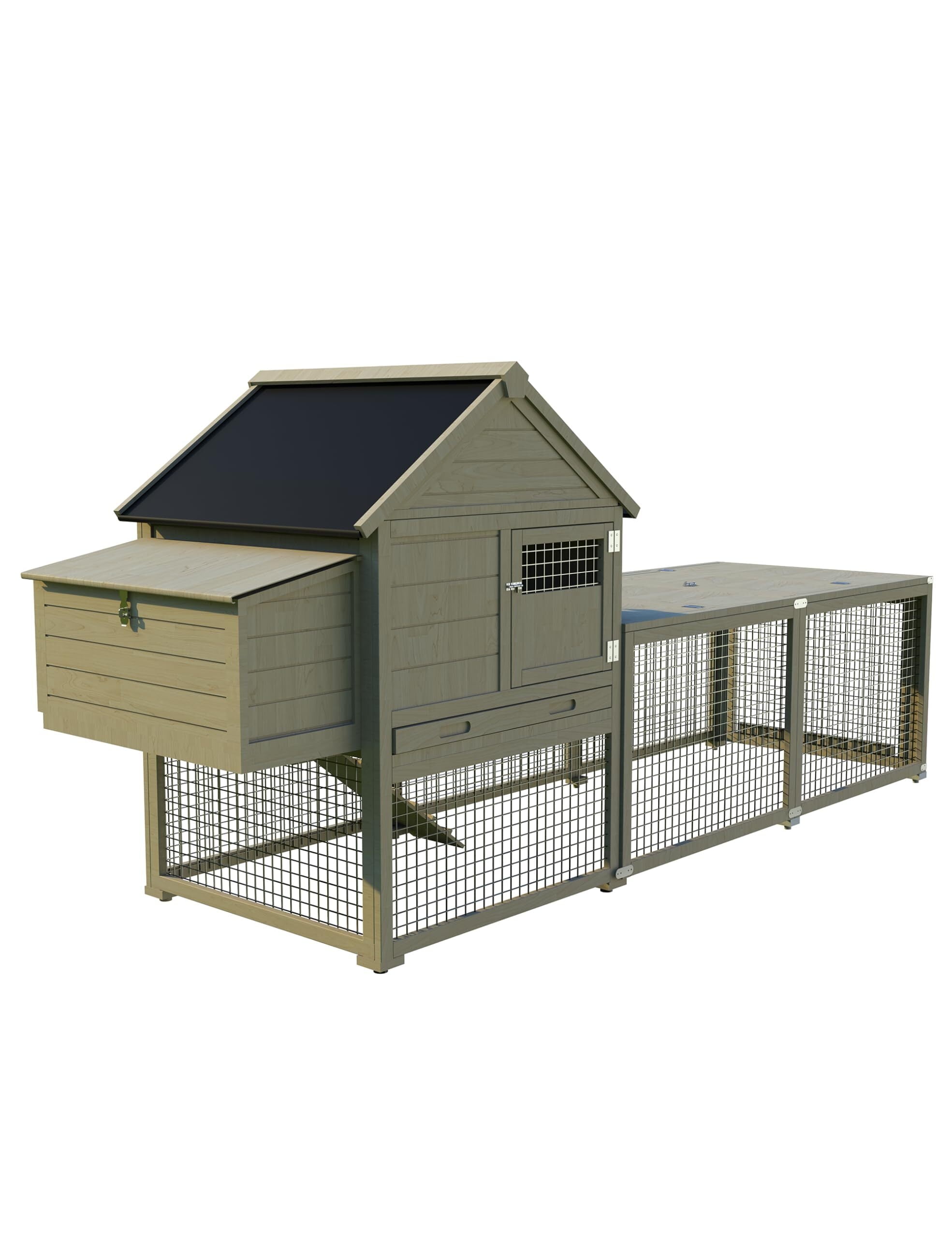 RIEDHOFF Rabbit Cage Indoor and Outdoor Rabbit Hutch Bunny Cage Pet Playpen Small Animal Pen and Hutch Enclosure with Anti-UV Waterproof Roof No Leak Pull Out Tray Run and Ramp 109in, Wood