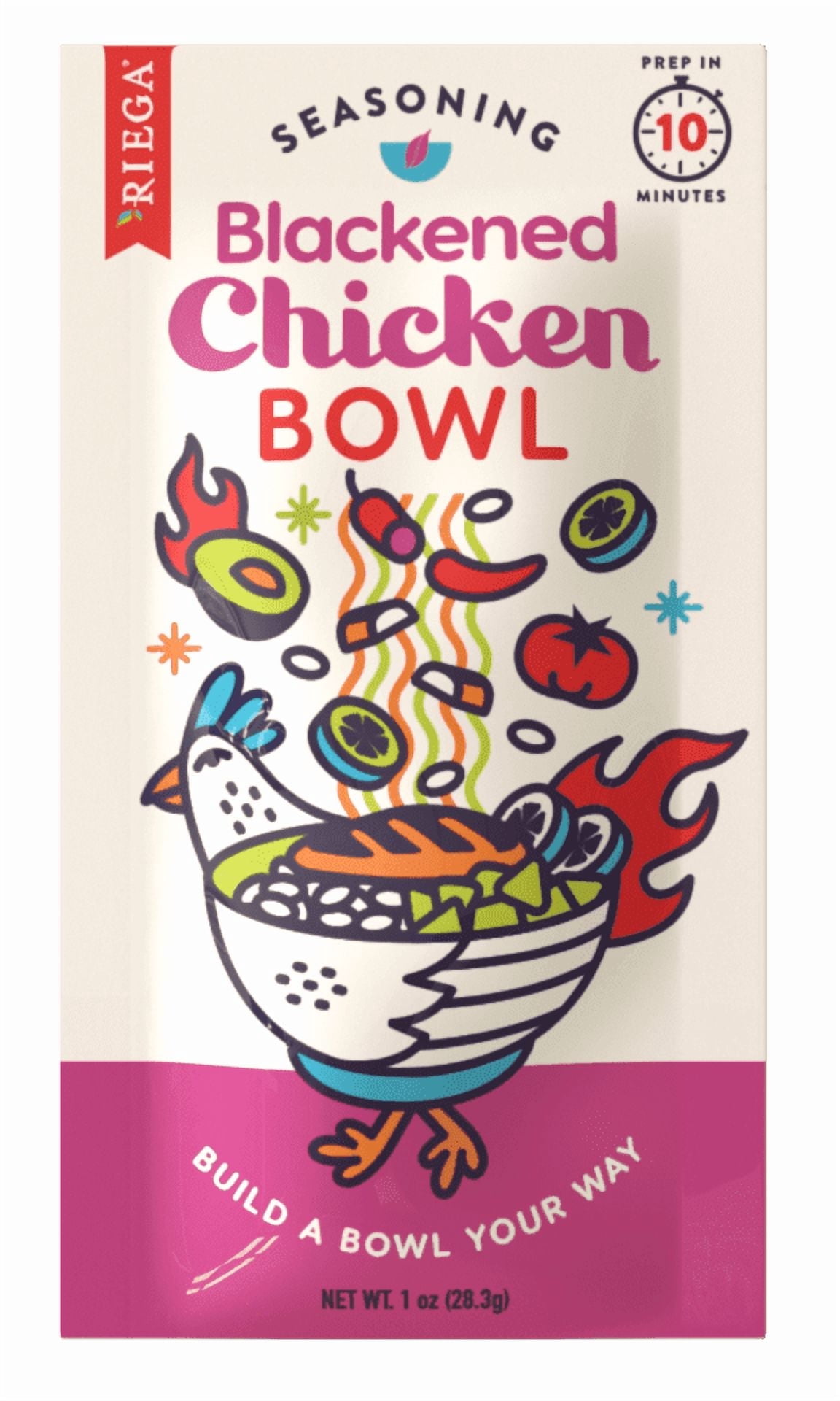 Riega Blackened Chicken Bowl Original Seasoning Mix, 8 Packets