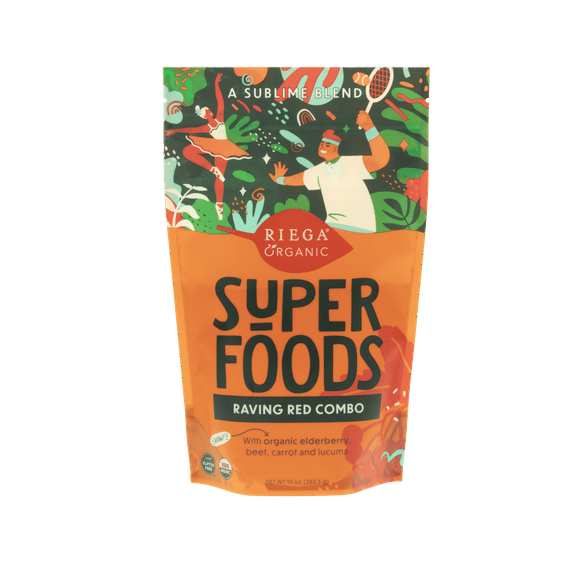 RIEGA Organic Raving Red Elderberry Superfood Powder, 10 oz Vegan, Gluten-Free, Suitable for Adult