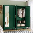 thumbnail image 1 of RIETERN Metal Armoire Wardrobe Closet, 71" Tall Bedroom Closet with Mirror, Adjustable Shelves, and Hanging Rod, Steel Clothes Closets and Storage, for Bedroom Green, 1 of 17