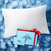 RIFENS Ice Cooling Pillowcase for Hot Sleepers, Instant All Night Cool Soft Fabric, Invisible Zipper Pillow Cover, Queen Size White 1 Pack