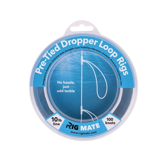 Rig Mate 10 lb Pre-Tied Dropper Loop Fishing Rigs – 100 Knots Bottom Leader Line for Surf, Boat & Saltwater Fishing