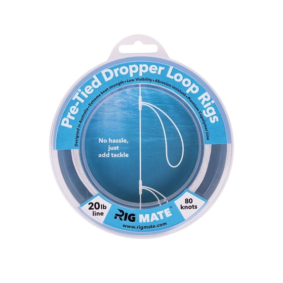 Rig Mate 20 lb Pre-Tied Dropper Loop Fishing Rigs – 80 Knots Bottom Leader Line for Surf, Boat & Saltwater Fishing