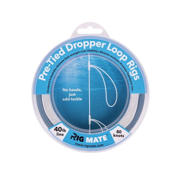 Rig Mate 40 lb Pre-Tied Dropper Loop Fishing Rigs – 80 Knots Bottom Leader Line for Surf, Boat & Saltwater Fishing