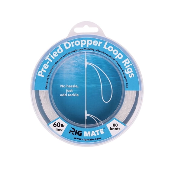 Rig Mate 60 lb Pre-Tied Dropper Loop Fishing Rigs – 80 Knots Bottom Leader Line for Offshore, Boat & Saltwater Fishing