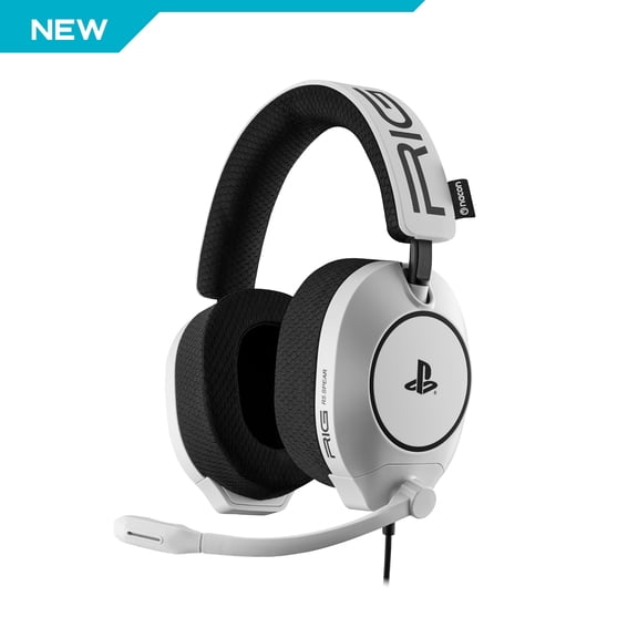 RIG R5 SPEAR PRO HS Wired Gaming Headset Officially Licensed for PlayStation, PS5, PS4, PC - 40mm Graphene Drivers, Tempest 3D Audio, Flip-to-Mute Mic, Memory Foam Cushions, 3.5mm -White