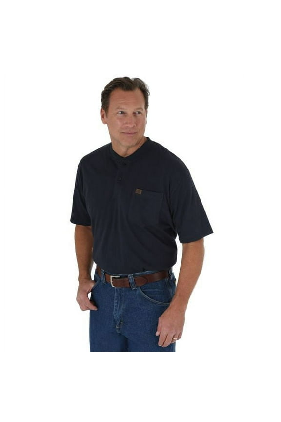 RIGGS WORKWEAR by Wrangler Men's Short Sleeve Henley,Navy,X-Large