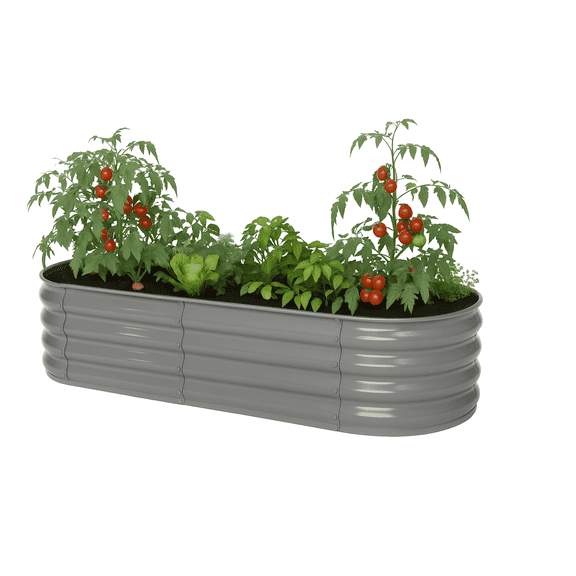 NuVue Products RIGID-Cast 4-in-1 Outdoor Gray Modular Raised Garden Bed – 14" High with 4 Configurations
