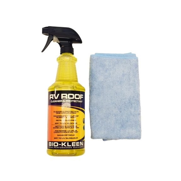 RIGID HITCH INCORPORATED Bio-Kleen RV Roof Cleaner and Protectant with Microfiber Towel, SPF 70 UV Blocker, Petroleum-Free Formula (M02407-MICROFIBER)