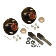 RIGID HITCH INCORPORATED Pre-Greased Pair of 4-Bolt on 4 Inch Hub Assembly AKSQ-200044-PG Includes 2 Square Shaft 1 Inch Straight Spindles & Bearings
