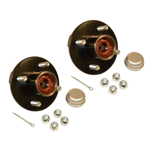 RIGID HITCH INCORPORATED Pre-Greased Trailer Hub Kit (RHI-100-PG-PR) 4 Bolt on 4 Inch Circle with 1 inch I.D. Bearings - One Pair