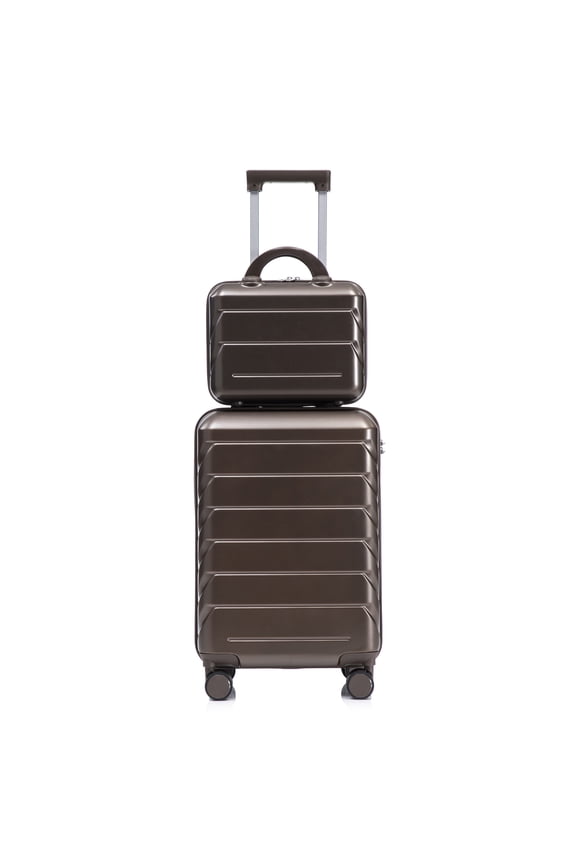 2 Piece Luggage Set, 14 Inch Cosmetic Case + 20 Inch Carry-On Luggage with Spinner Wheels and Combination Lock, Lightweight ABS Hard Shell Suitcase for Travel, Business, Weekend Getaways