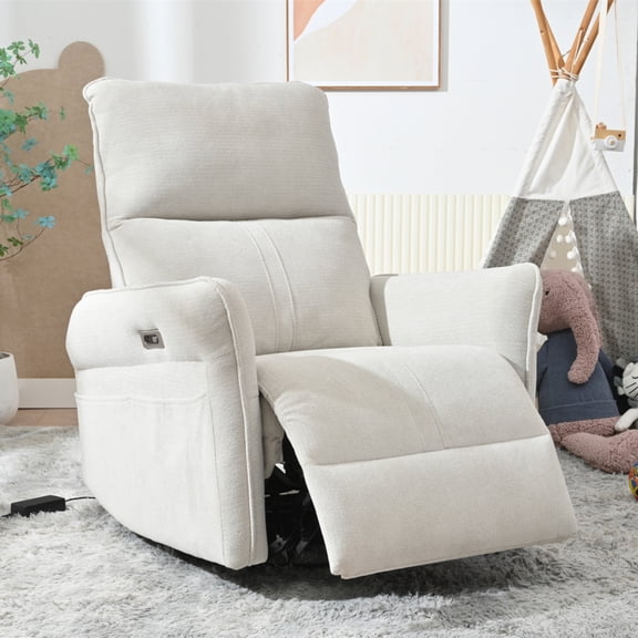 RIGO 270 Power Swivel Rocker Recliner Chair, Electric Compact Fabric Single Recliner for Adults Small Spaces Nursery RV Bedroom Living Room