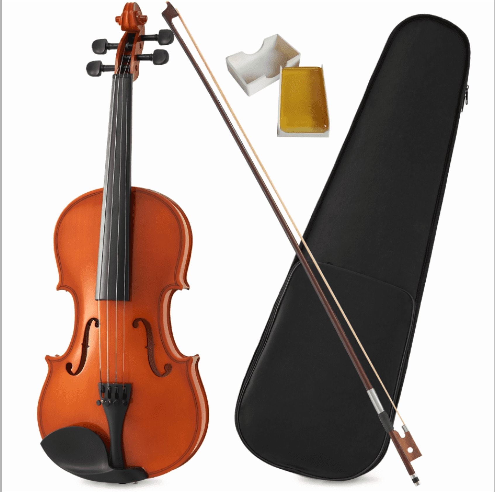 RIGO 4/4 Full Size Basswood Violin, Beginner Acoustic Violin Set with Case, Bow, Rosin, Natural Light Finish for Adults Teens Students