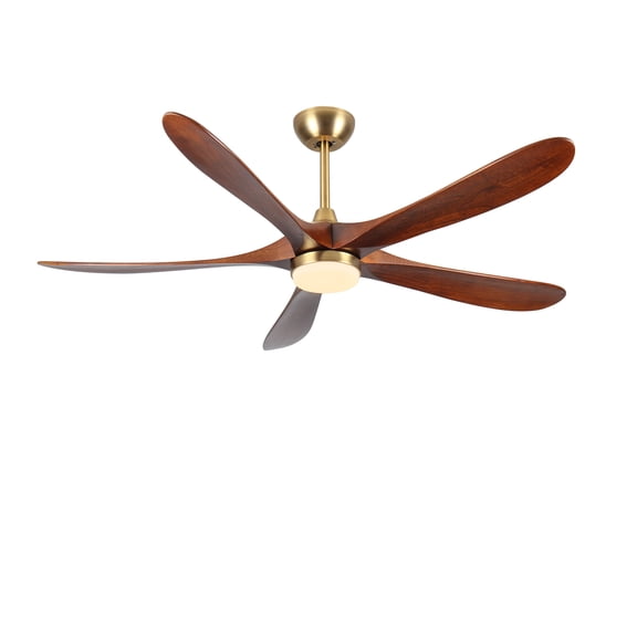 RIGO 62 Inch Mid Century Modern Ceiling Fan with Light, Antique Bronze 5 Reversible Walnut Blades, Quiet DC Motor, 3CCT Dimmable LED Light with Remote for Great Room High Ceiling