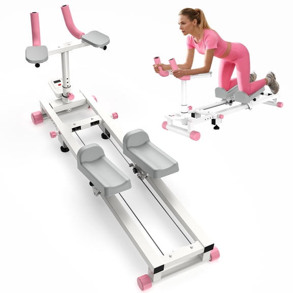RIGO Crawl Spine Stretch Trainer, Spine Twist Spinal Decompression Machine, Core Back Stretcher for Lower Back Pain Relief, Portable Workout Equipment for Home Office Apartment, Pink & Blue