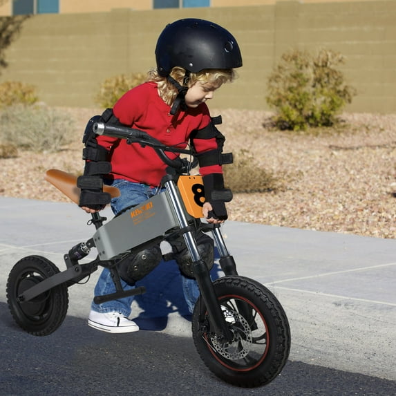 RIGO Electric Bike for Kids Ages 3-10 Electric Balance Bicycle with 12 inch Inflatable Tire Shock Absorption Electric Dirt Bike Adjustable Seat and 24V 200W Electric Motorcycle for Boys and Girls