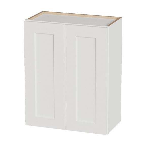 RIGO White Shaker Solid Wood Wall Cabinet, 24" Double Door Storage with Soft-Close Doors & Adjustable Shelves, 24"W x 12"D x 30"H, for Kitchen, Bathroom, Laundry, Garage (Easy Assembly)