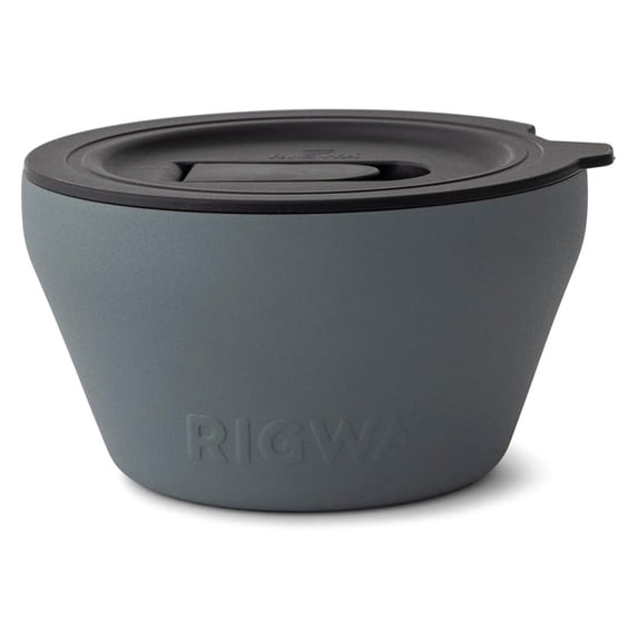 RIGWA Stainless Steel Insulated Food Container - Hot and Cold Insulated Bowl - Vacuum Sealed Containers for Food - Bowls with Lids, 20oz, Slate