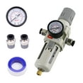 thumbnail image 1 of RIH Pneumatics 3/8"NPT Air Filter Pressure Regulator Combo Piggyback, 5 Micron Brass Element, 0-150 PSI Gauge Air Tool Compressor Filter, 1 of 7