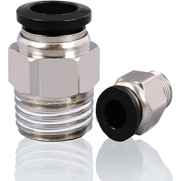 RIH Pneumatics Male Straight Thread Push to Connect Fittings Push in Fittings Quick Connect Air Fitting(1/4"OD x 1/8"NPT, 10pcs)
